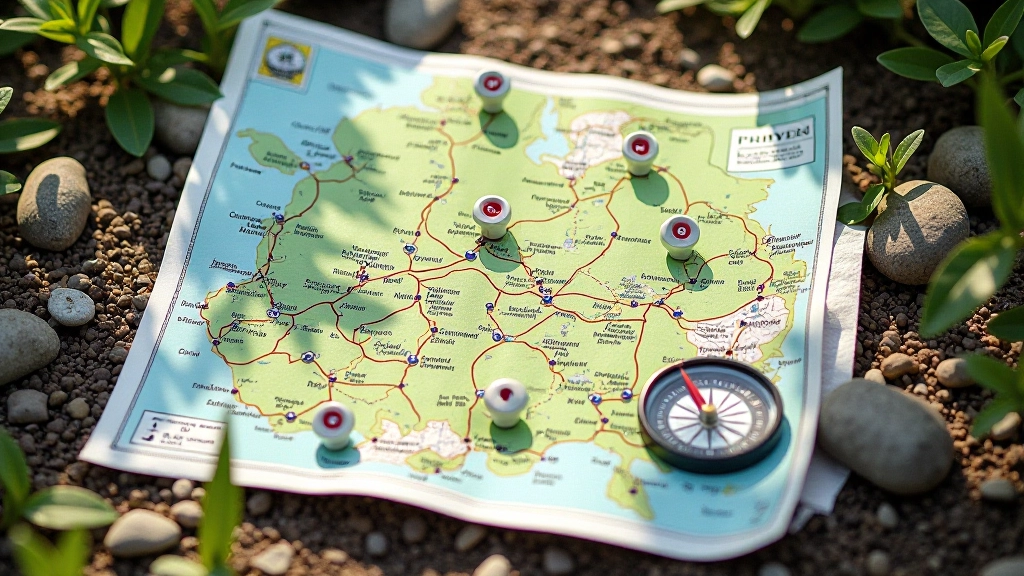 Mapa topograficzna fortów z zaznaczonymi szlakami i punktami orientacyjnymi